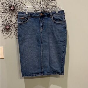 Classic Blue Denim Pencil Skirt